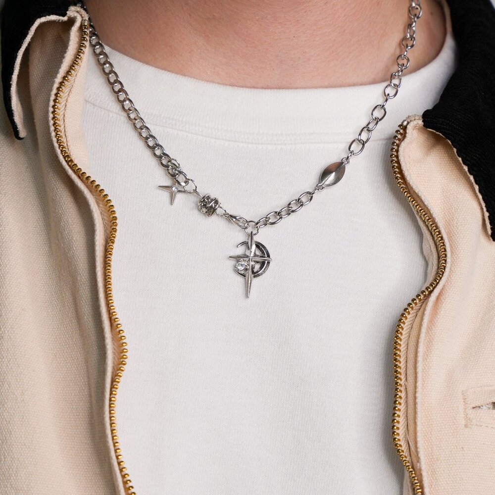 Silver Planet Orbit Pendant Necklace